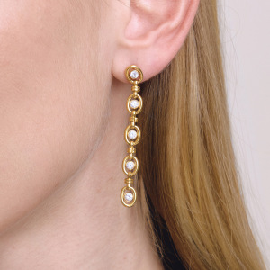 Boucles D'Oreilles Pendantes Pour Femmes, Simples Et Rondes, En Acier Inoxydable Doré Avec Zircon, Étanches Et Anti-Ternissement. h5 Image3