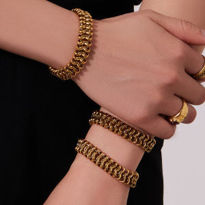 Colliers À Maillons Pour Femmes Daily Chain En Acier Inoxydable Étanche Couleur Or h5 Image4