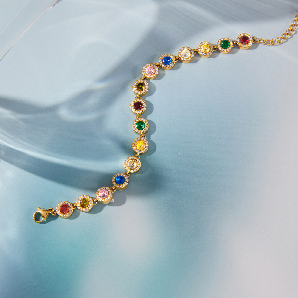 Bracelets De Perles Luxueux Et Élégants En Acier Inoxydable, Couleur Or, Avec Zircon En Forme De Cœur. Image4