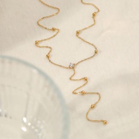 Colliers pendentifs pour femmes en acier inoxydable, couleur or, aux lignes délicates et étanches