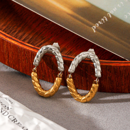 Boucles d'oreilles pendantes rondes pour femmes, en acier inoxydable étanche, de couleurs assorties