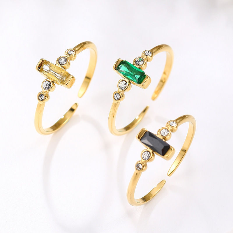 Bagues Pour Femmes En Acier Inoxydable Doré, Style Cercle Simple, Étanches, Serties De Zircon. Image3