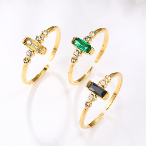 Bagues Pour Femmes En Acier Inoxydable Doré, Style Cercle Simple, Étanches, Serties De Zircon. h5 Image3