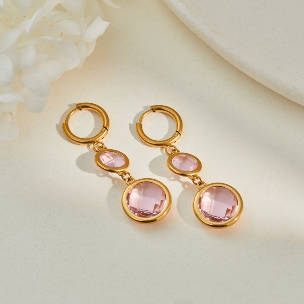 Boucles D'Oreilles Pendantes Rectangulaires En Acier Inoxydable Doré, Élégantes Et Simples, Pour Un Quotidien Luxueux. En Acier Inoxydable Étanche. Couleur : Or. Image3