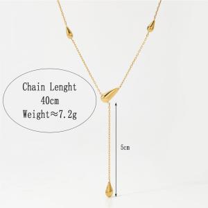 Colliers Pendentifs Pour Femmes En Acier Inoxydable Étanche, Couleur Or, Avec Lignes Simples En Forme De Goutte h5 Image6