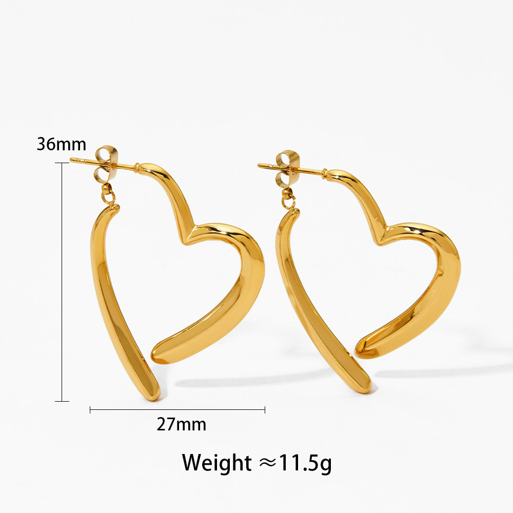 Boucles D'Oreilles Pendantes Pour Femme, En Acier Inoxydable, Couleur Or, Motif Cœur Simple 