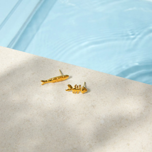Boucles D'Oreilles Puces Pour Femmes En Acier Inoxydable, Forme Poisson, Couleur Or, Étanches h5 Image3