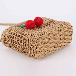 Sac De Plage Femme Tissé En Corde De Papier Cerise Style Vacances h5 Image3