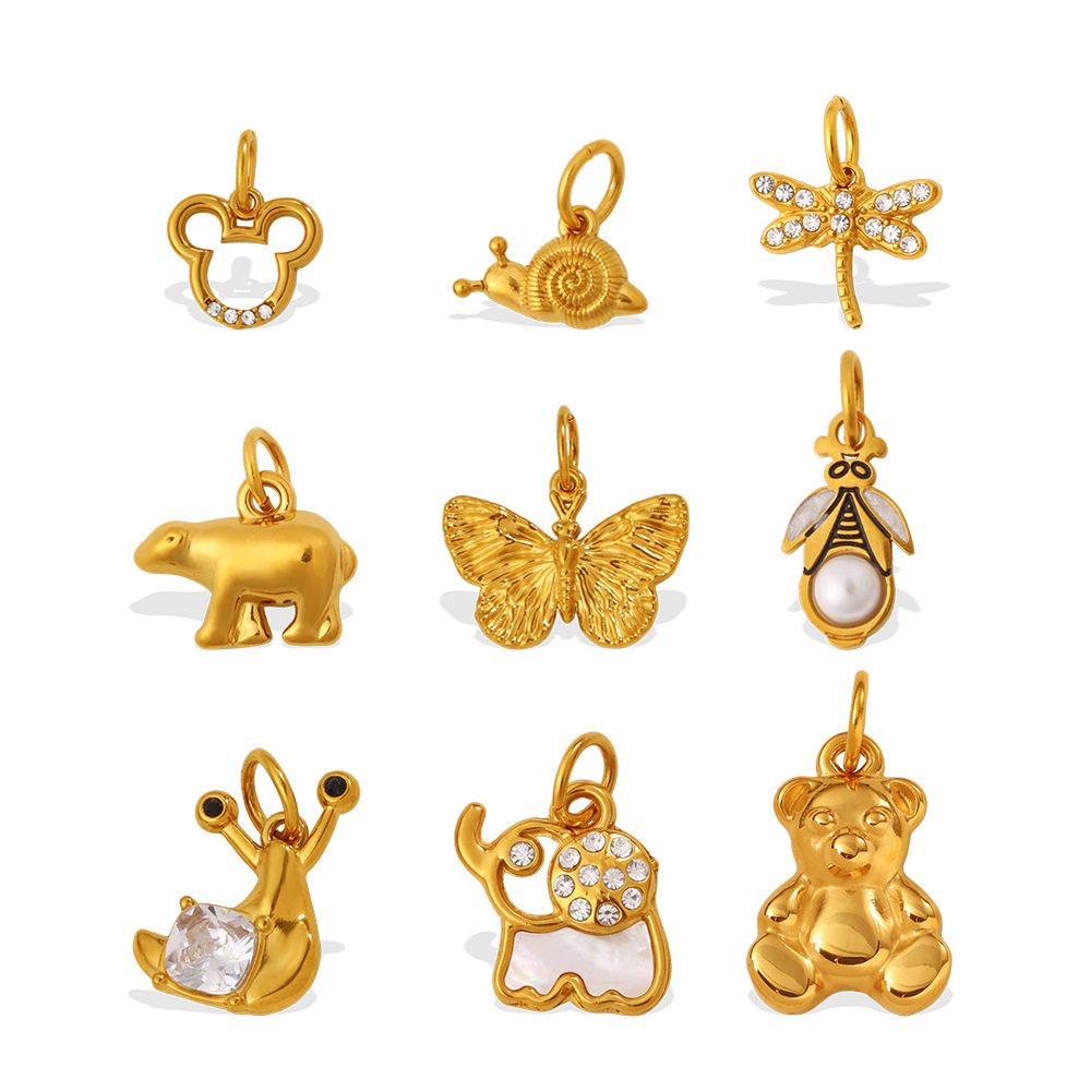 Pendentifs Animaux En Acier Inoxydable Étanche Couleur Or À Faire Soi-Même h5Image4