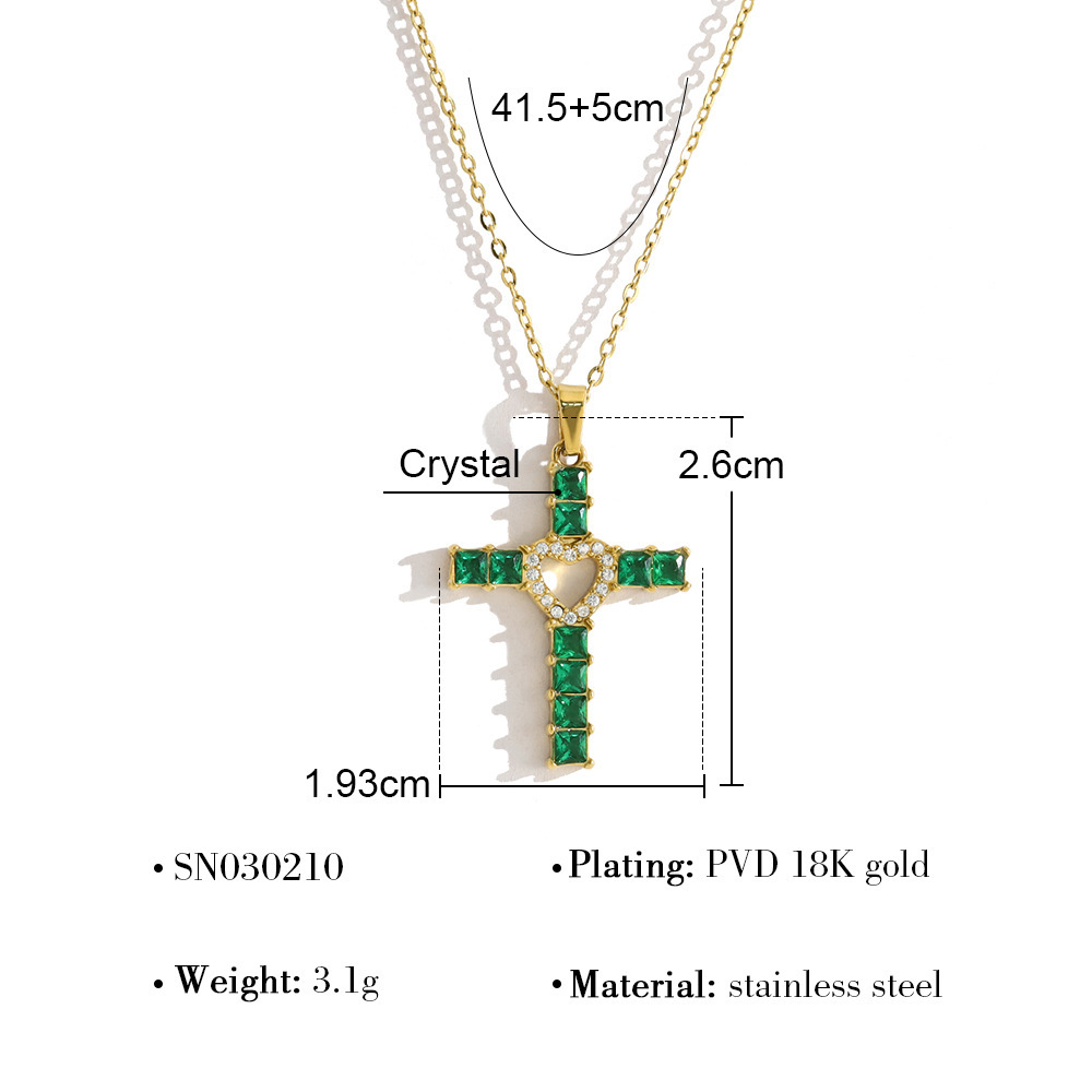 Colliers Pendentifs Pour Femmes En Forme De Croix Rétro, En Acier Inoxydable, Étanches, Couleur Or Et Zircon.