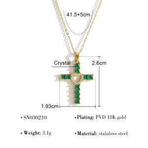 Colliers Pendentifs Pour Femmes En Forme De Croix Rétro, En Acier Inoxydable, Étanches, Couleur Or Et Zircon. h5