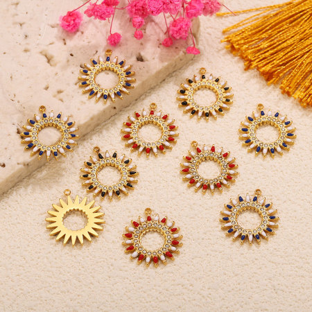 Pendentifs pour femmes Simple Series DIY Sun en acier inoxydable étanche couleur or