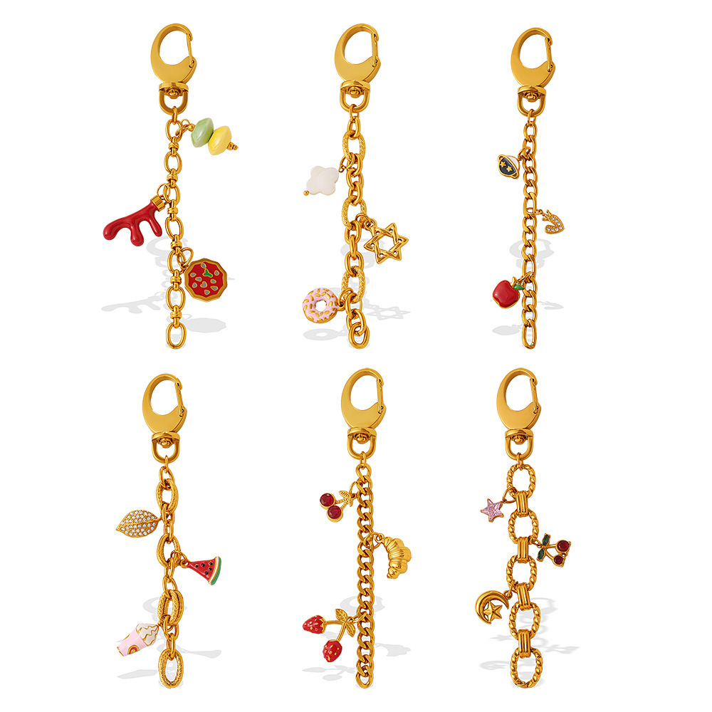 Porte-Clés En Acier Inoxydable Doré Représentant Un Fruit Image4