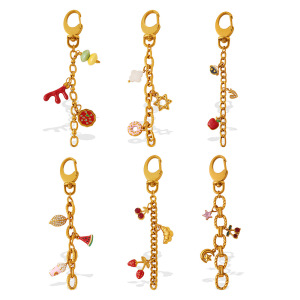 Porte-Clés En Acier Inoxydable Doré Représentant Un Fruit h5 Image4