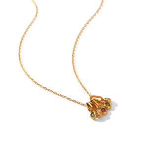 Collier Pendentif Femme En Acier Inoxydable, Chaîne Simple, Étanche, Couleur Or, Zircon h5