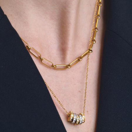 Colliers pendentifs pour femmes en acier inoxydable, couleur or, avec zircon et forme un cercle simple