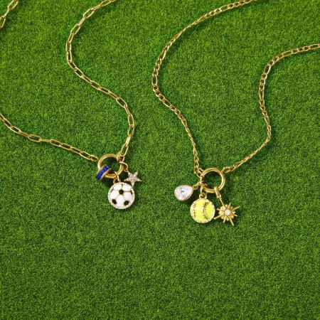 Colliers pendentifs pour femmes, en acier inoxydable doré, imperméables et anti-ternissement, parfaits pour le tennis et le sport. 2