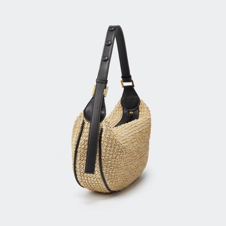 Sac oreiller décontracté en paille tissée unie pour femme 2