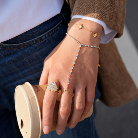 Bracelet chaîne femme en acier inoxydable doré, imperméable et orné d'un cœur de luxe