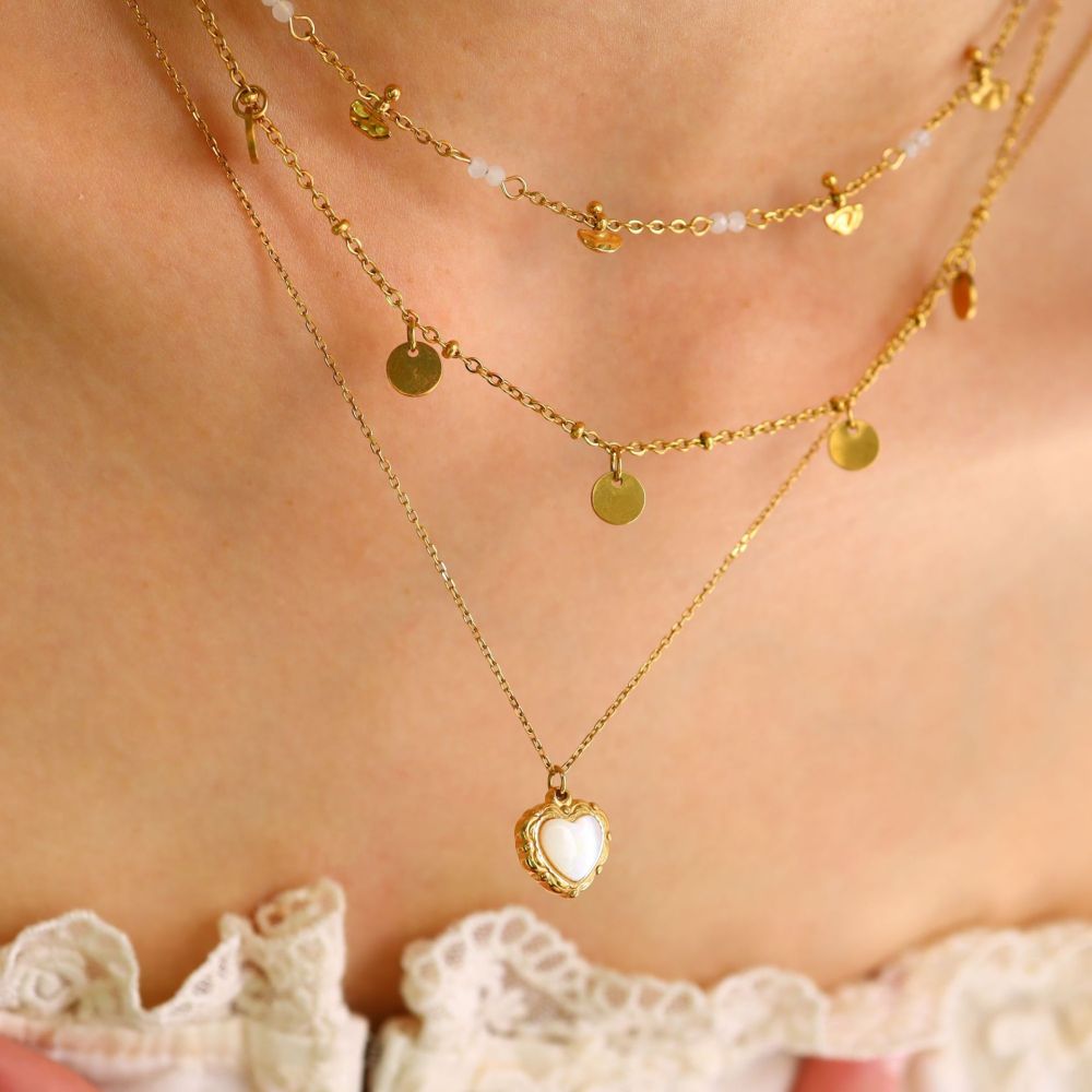 Collier Pendentif Romantique En Forme De Cœur, En Acier Inoxydable Étanche, Couleur Or, Avec Coquillage h5Image2