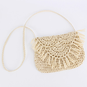 Sacoche De Selle Femme En Papier Tissé À Pompons Style Vacances h5 