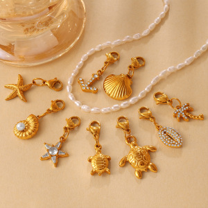 Pendentifs Oceanic En Acier Inoxydable Étanche Couleur Or Avec Strass À Faire Soi-Même h5 Image3