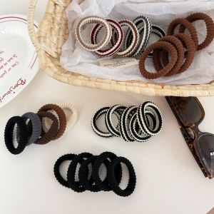 Élastiques À Cheveux Élastiques Pour Femmes, De Couleur Unie Ou Mélangée, Style Décontracté, Collection Simple Series h5 Image2