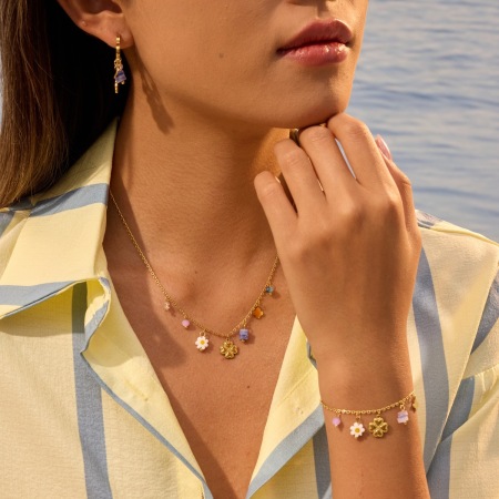 Ensembles de bijoux pour femmes Simple Series Daily Flower en acier inoxydable étanche couleur or