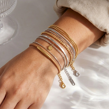 Bracelets à maillons pour femmes, en acier inoxydable doré et imperméable, style classique