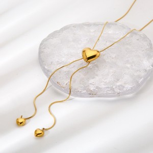 Colliers À Maillons Pour Femmes, Collection Romantique Daily Heart, En Acier Inoxydable, Étanches, Couleur Or h5 Image4