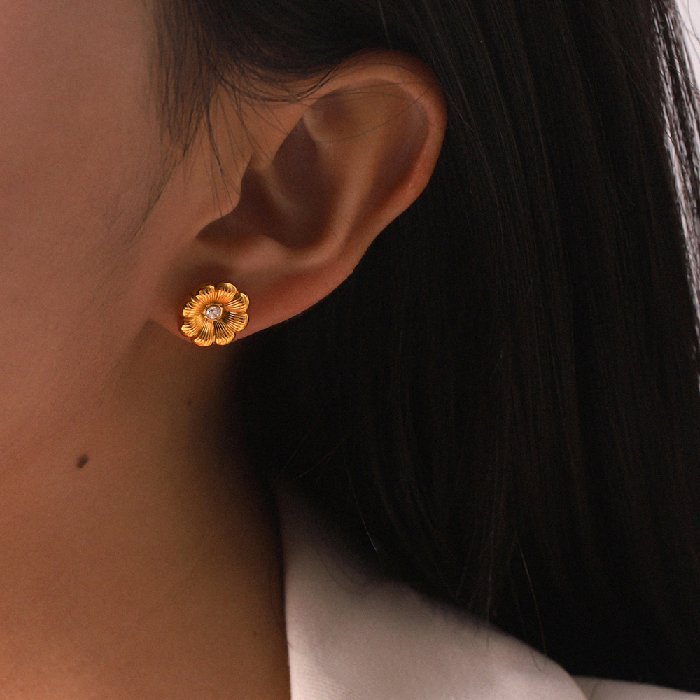 Colliers À Maillons Pour Femmes, En Acier Inoxydable, Couleur Or, Ornés De Zircon, De La Collection Simple Series Daily Flower Image7