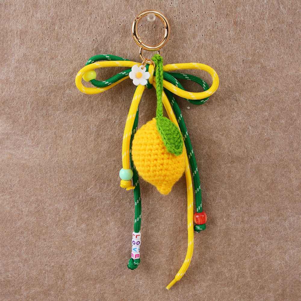 Breloques De Sac Pour Femmes En Corde Tressée Avec Motif Trèfle Mignon Et Fruité, Collection Simple Image3