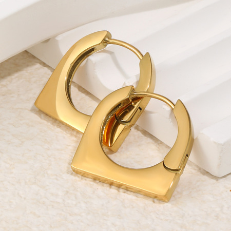 Boucles d'oreilles créoles pour femmes, en acier inoxydable, étanches, couleur or, forme simple de cadenas