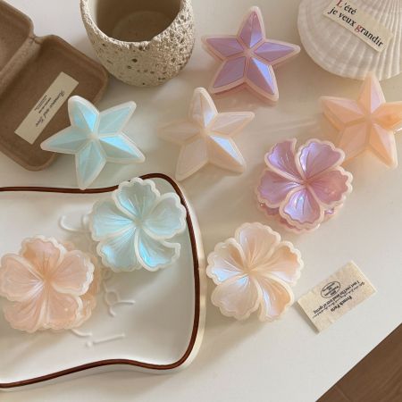 Pinces à cheveux en plastique pour femmes, motif fleur et étoile, collection Simple Series