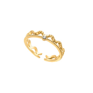 Bagues Pour Femmes En Acier Inoxydable Doré, Style Cercle Simple, Étanches, Serties De Zircon. h5 Image5