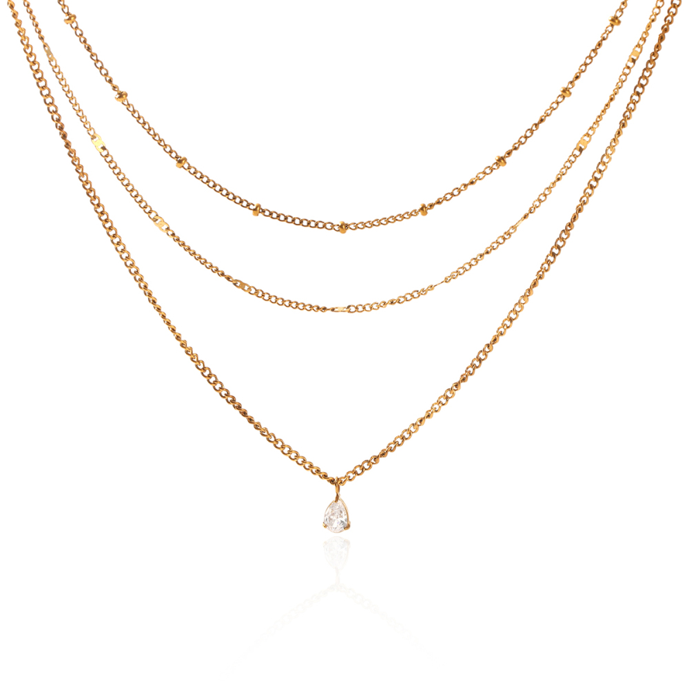 Colliers Superposés Pour Femmes, En Acier Inoxydable Imperméable, Couleur Or, Avec Zircon, Pour Un Usage Quotidien. 
