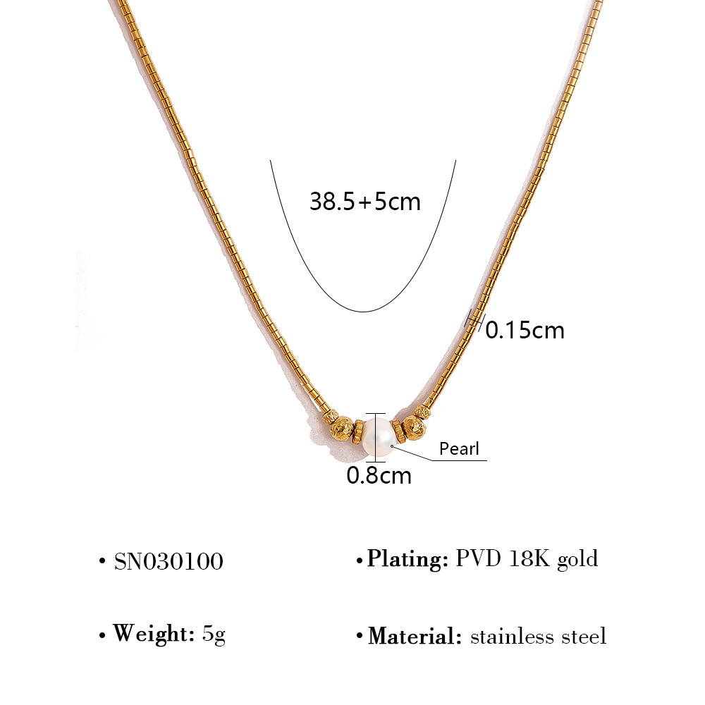 Colliers Pendentifs Pour Femmes En Acier Inoxydable, Forme Irrégulière Rétro, Couleur Or, Avec Perle Et Cristal 