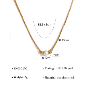Colliers Pendentifs Pour Femmes En Acier Inoxydable, Forme Irrégulière Rétro, Couleur Or, Avec Perle Et Cristal h5 