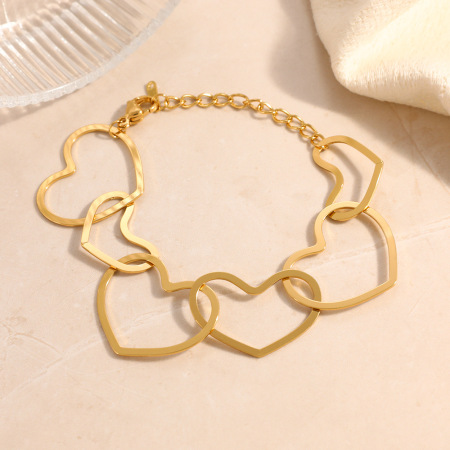 Bracelet chaîne Sweet Heart en acier inoxydable étanche couleur or avec zircon pour femme 2