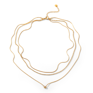 Colliers Superposés Pour Femmes, En Acier Inoxydable, Couleur Or, Avec Zircon, Collection Simple Series Daily Chain h5 