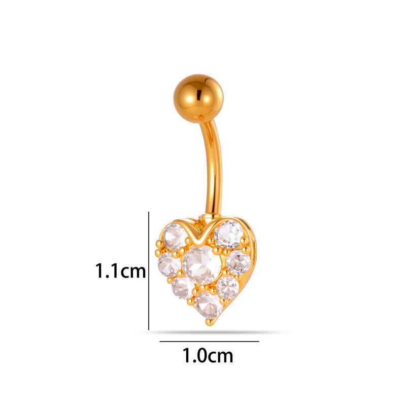 Piercings De Nombril En Zircon Couleur Cuivre Doré, Forme Cœur Et Serpent h5Image2