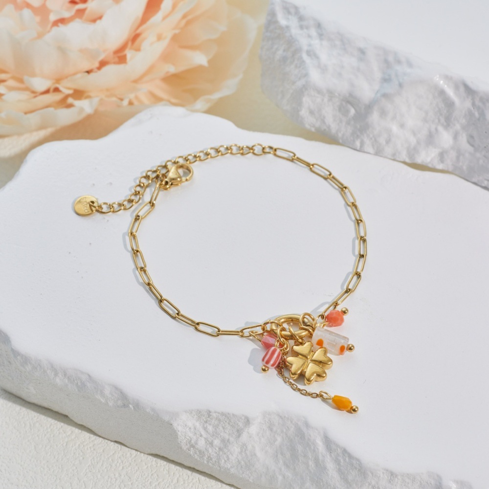 Ensembles De Bijoux Pour Femmes Simple Series Daily Clover En Acier Inoxydable Étanche Couleur Or Image4