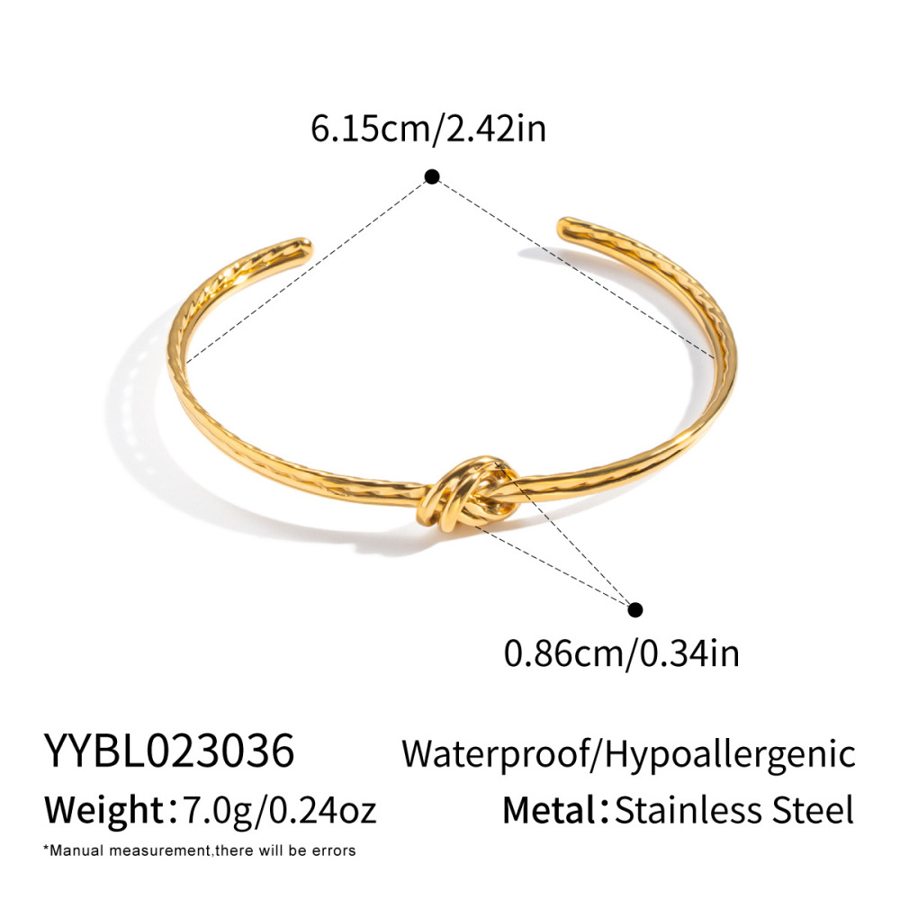 Bracelets Manchettes Minimalistes En Acier Inoxydable, Étanches, Couleur Or, Avec Nœud.