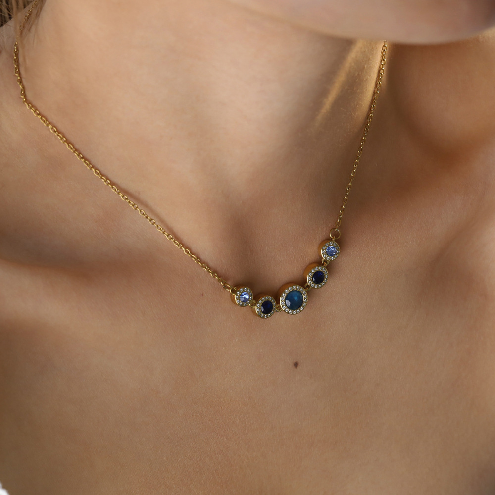 Colliers Pendentifs Pour Femmes, En Acier Inoxydable, Couleur Or, Ornés De Perles Simples Et De Zircon. h5Image2