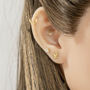 Boucles D'Oreilles Piercing Femme, Luxueuses, Simples Et Irrégulières, En Alliage De Titane Doré Avec Zircon. h5 Image6