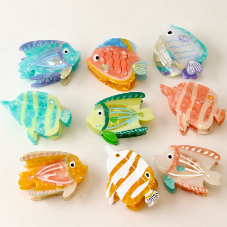 Pinces à cheveux pour femmes en acétate de poisson, style océanique doux et romantique
