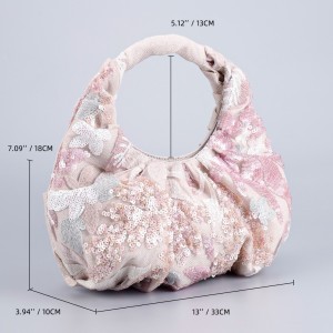 Sacs À Main Pour Femmes En Tissu Brodé De Fleurs Et Orné De Perles h5 Image3
