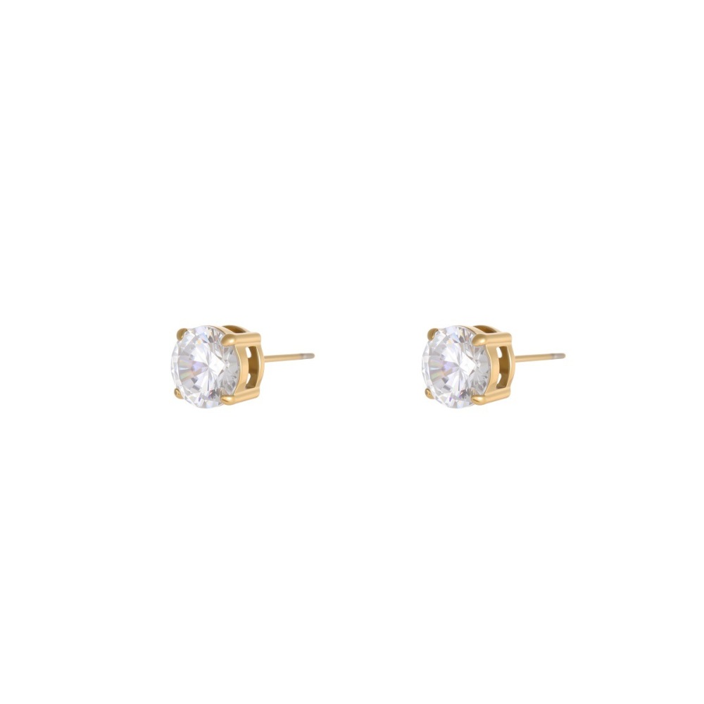 Boucles D'Oreilles Puces Pour Femme, Style Simple Et Luxueux, En Acier Inoxydable Étanche, Couleur Or. h5Image5