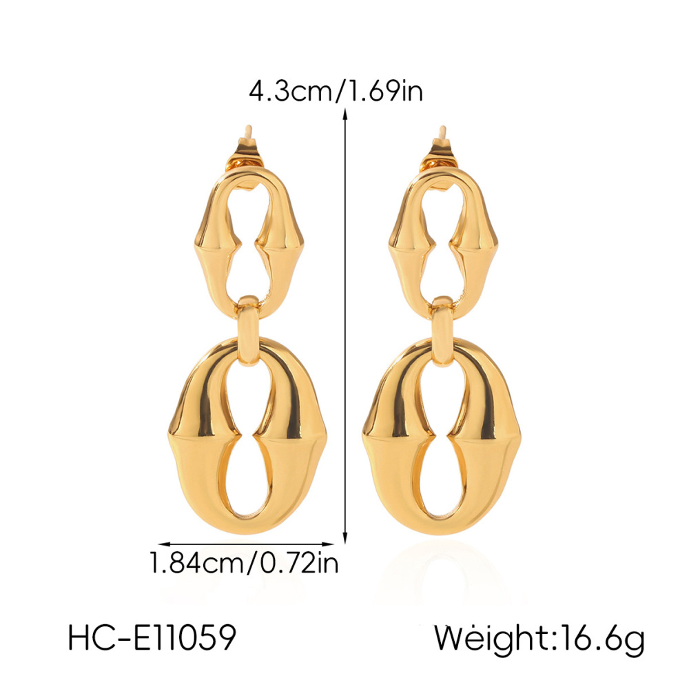 Boucles D'Oreilles Pendantes Pour Femmes, Style Cercle Simple, En Acier Inoxydable Étanche, Couleur Or h5Image2