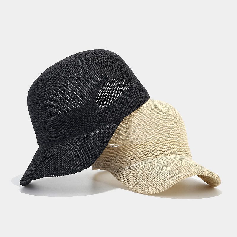 Casquette De Baseball En Paille Ajourée, Couleur Unie Décontractée, Pour Femme Image2